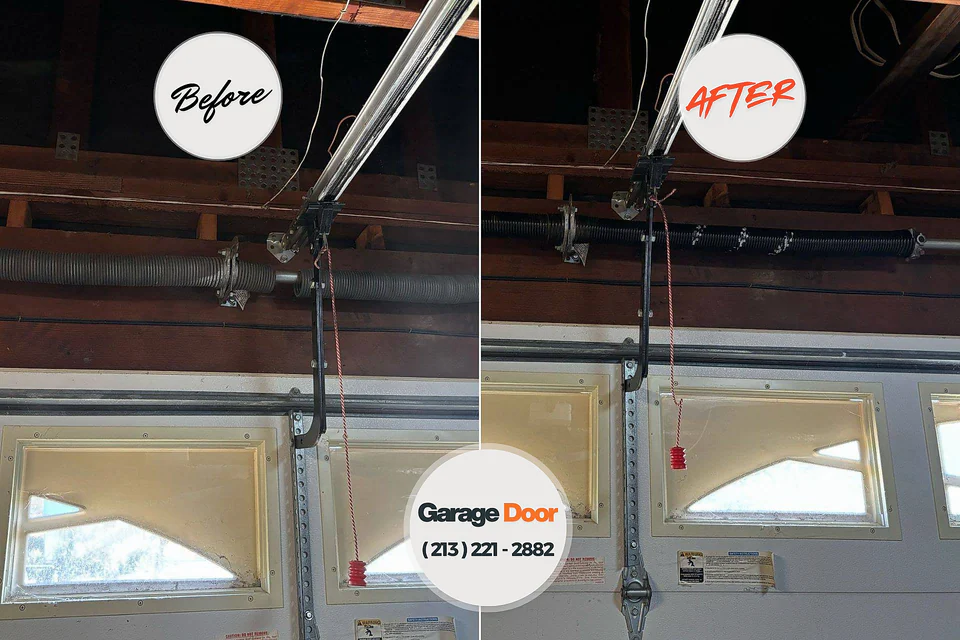 Before and after: garage door repair Cedar Crest, MA